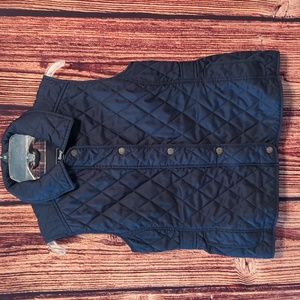 LL Bean Quilted Riding Vest Dark Navy Lightweight Pockets #284358